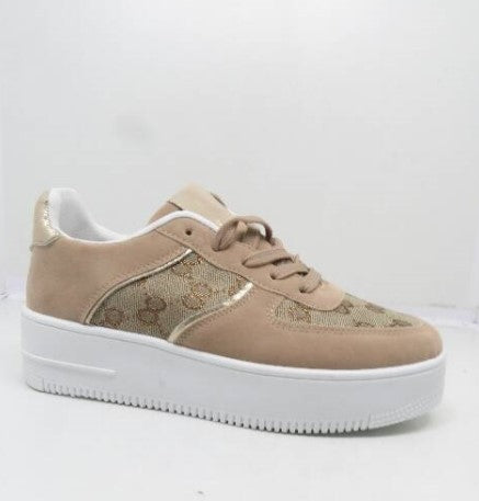 Camel Suedette Platform Trainers