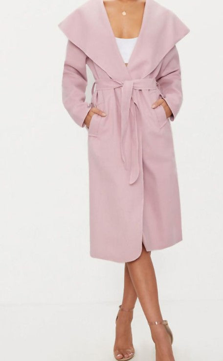 Midi Waterfall Belted Duster Coat