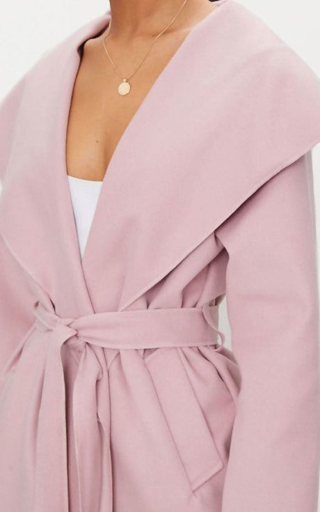 Midi Waterfall Belted Duster Coat