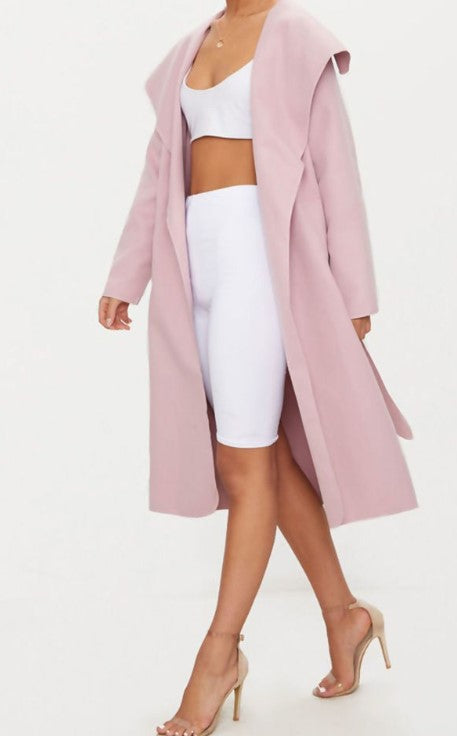Midi Waterfall Belted Duster Coat