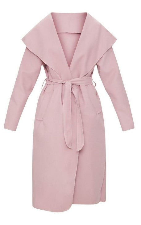 Midi Waterfall Belted Duster Coat