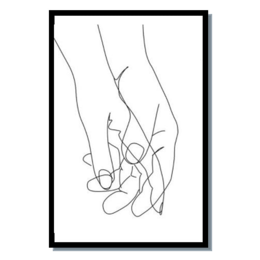 Canvas framed poster, touching hands