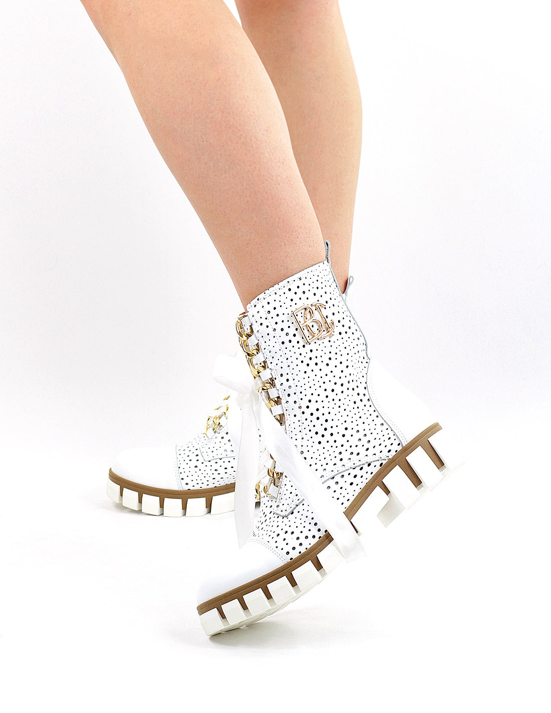 White Leather Mid Calf BOOCI Chelsea Boots