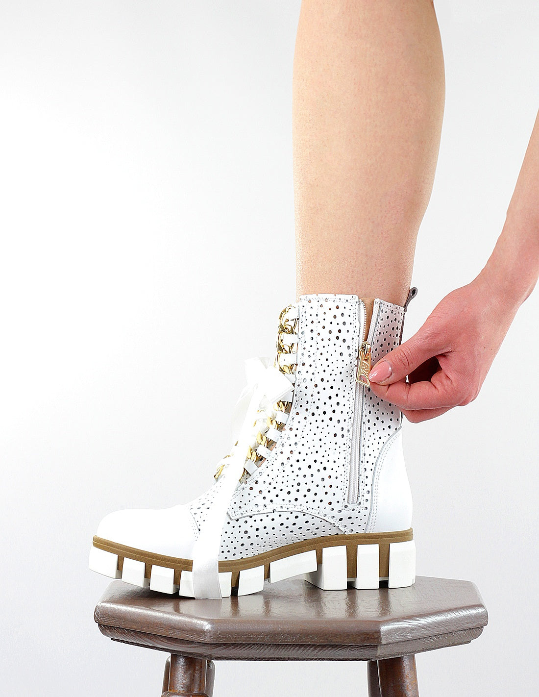 White Leather Mid Calf BOOCI Chelsea Boots