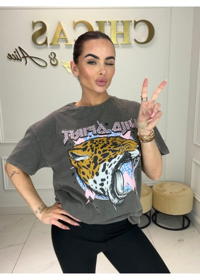 Animal Print Cotton T-Shirt