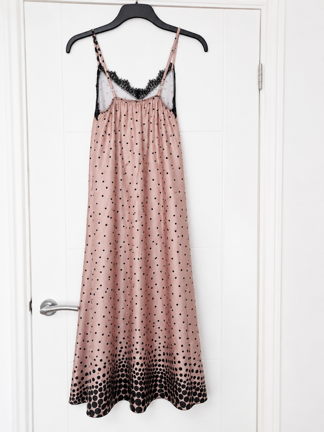 Maxi Satin Strap Polka Dot Dress