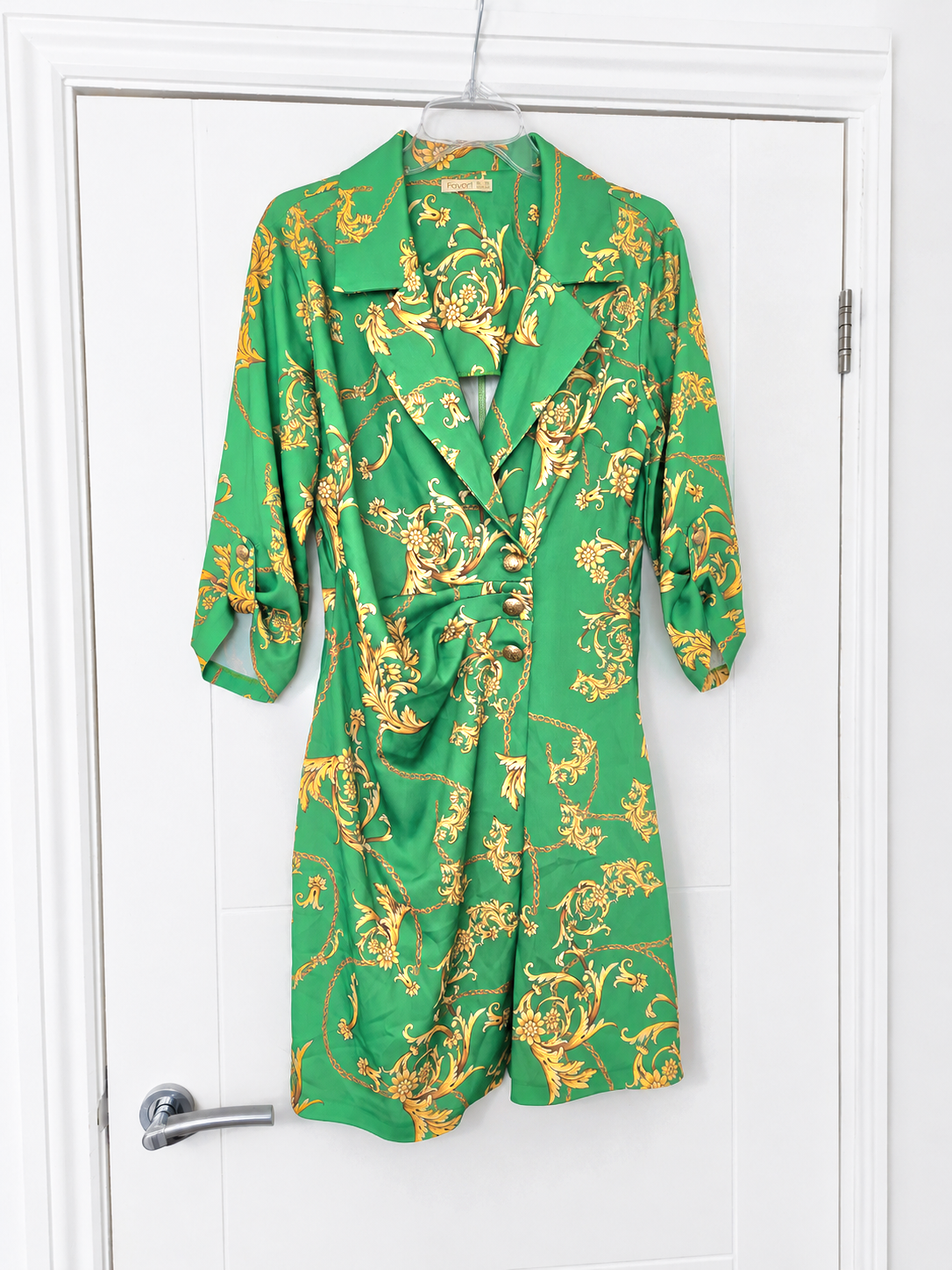 Green Satin Mini Wrap Dress S/M
