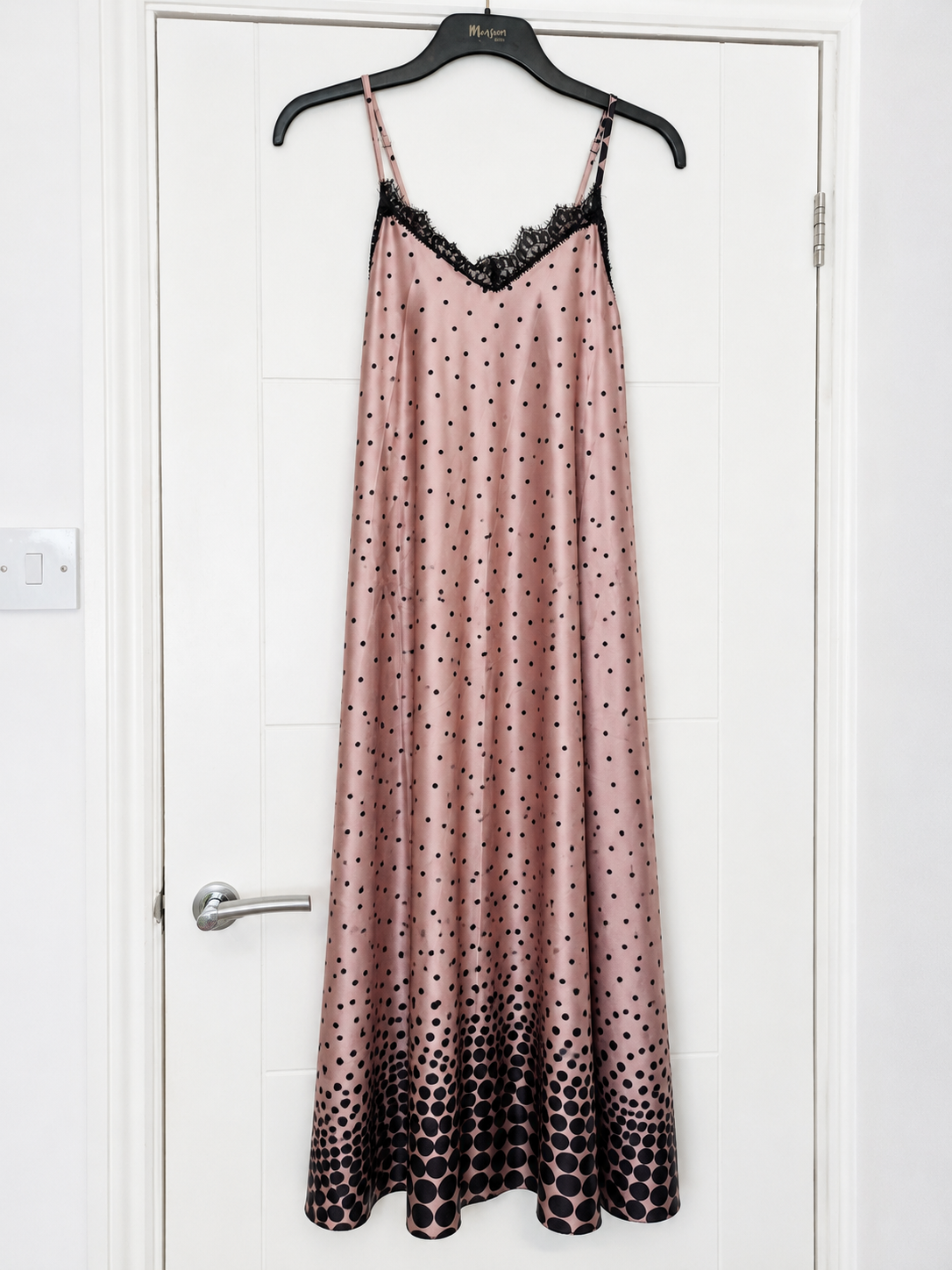 Maxi Satin Strap Polka Dot Dress