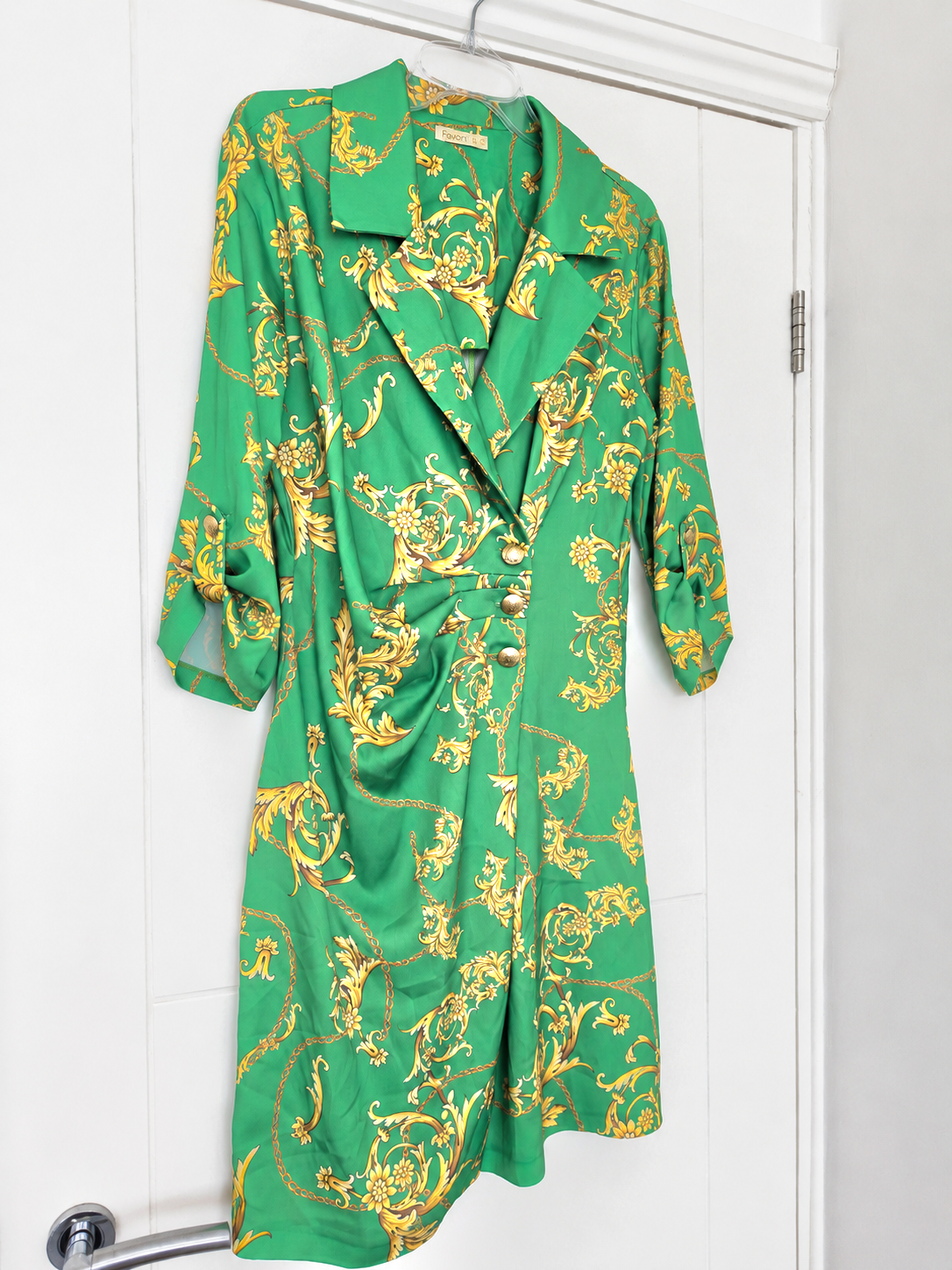 Green Satin Mini Wrap Dress S/M