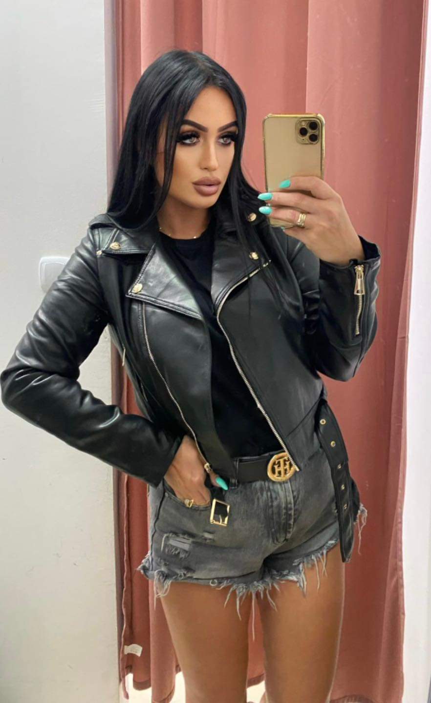 Short faux leather jacket online