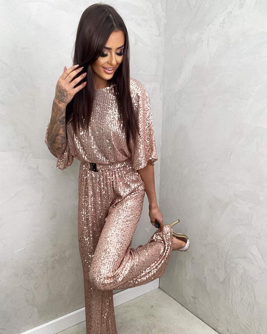 Rosegold Sequin Jumpsuit