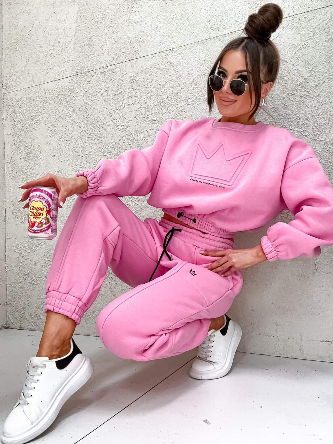 Pink Two Piece Tracksuit Crown Design