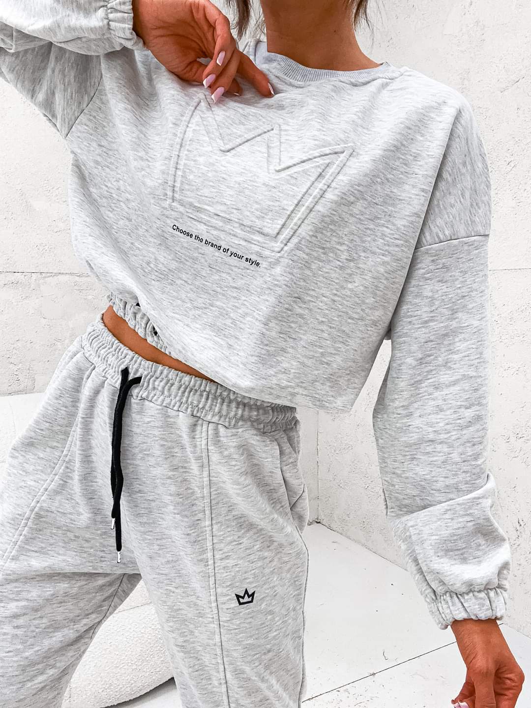 Grey Two Piece Tracksuit Crown Design