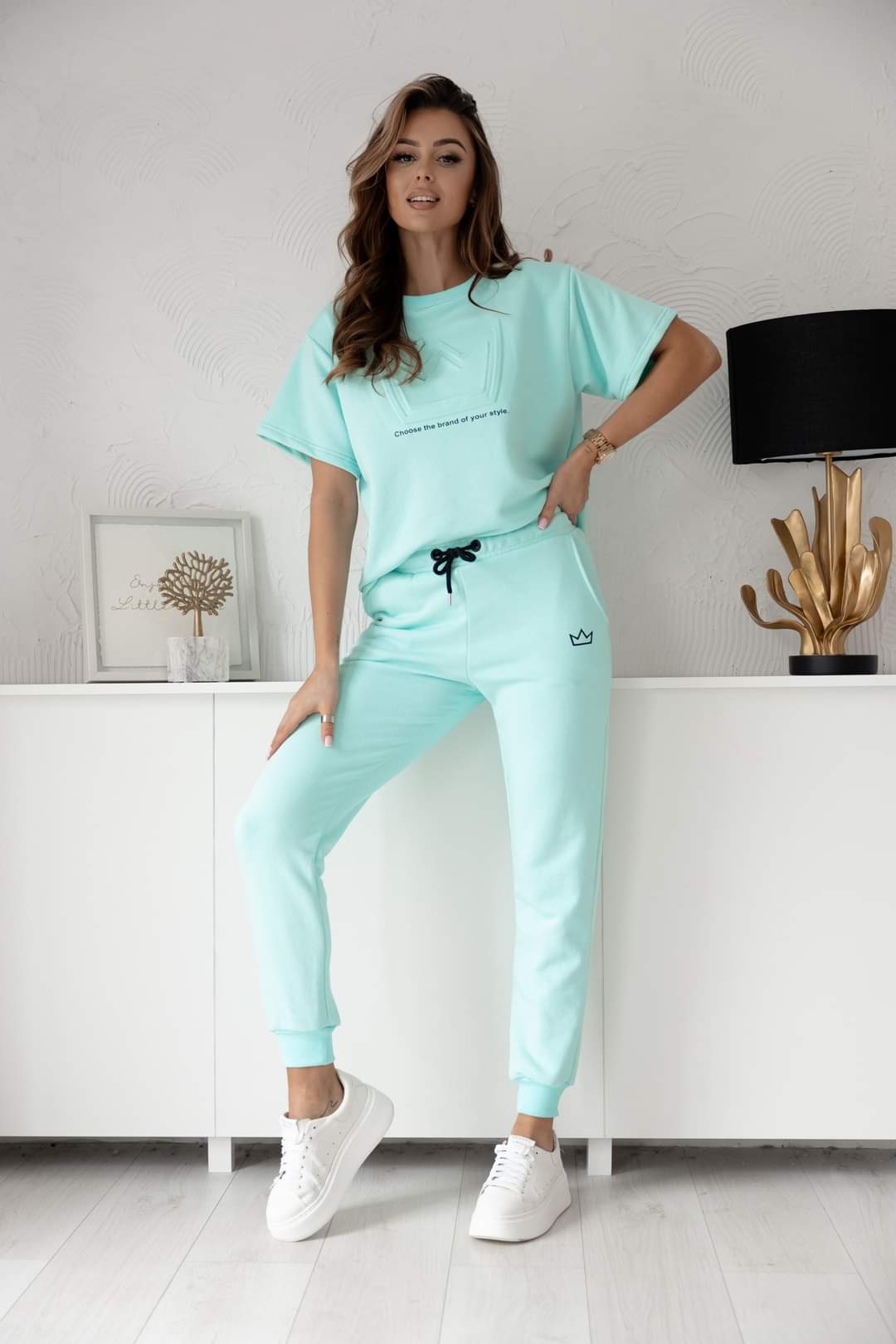 Turquoise Two Piece Coord Set Tshirt And Joggers