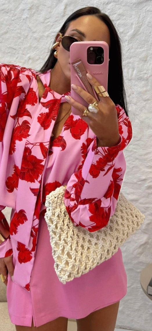 La Milla Pink Blouse Floral Print One Size
