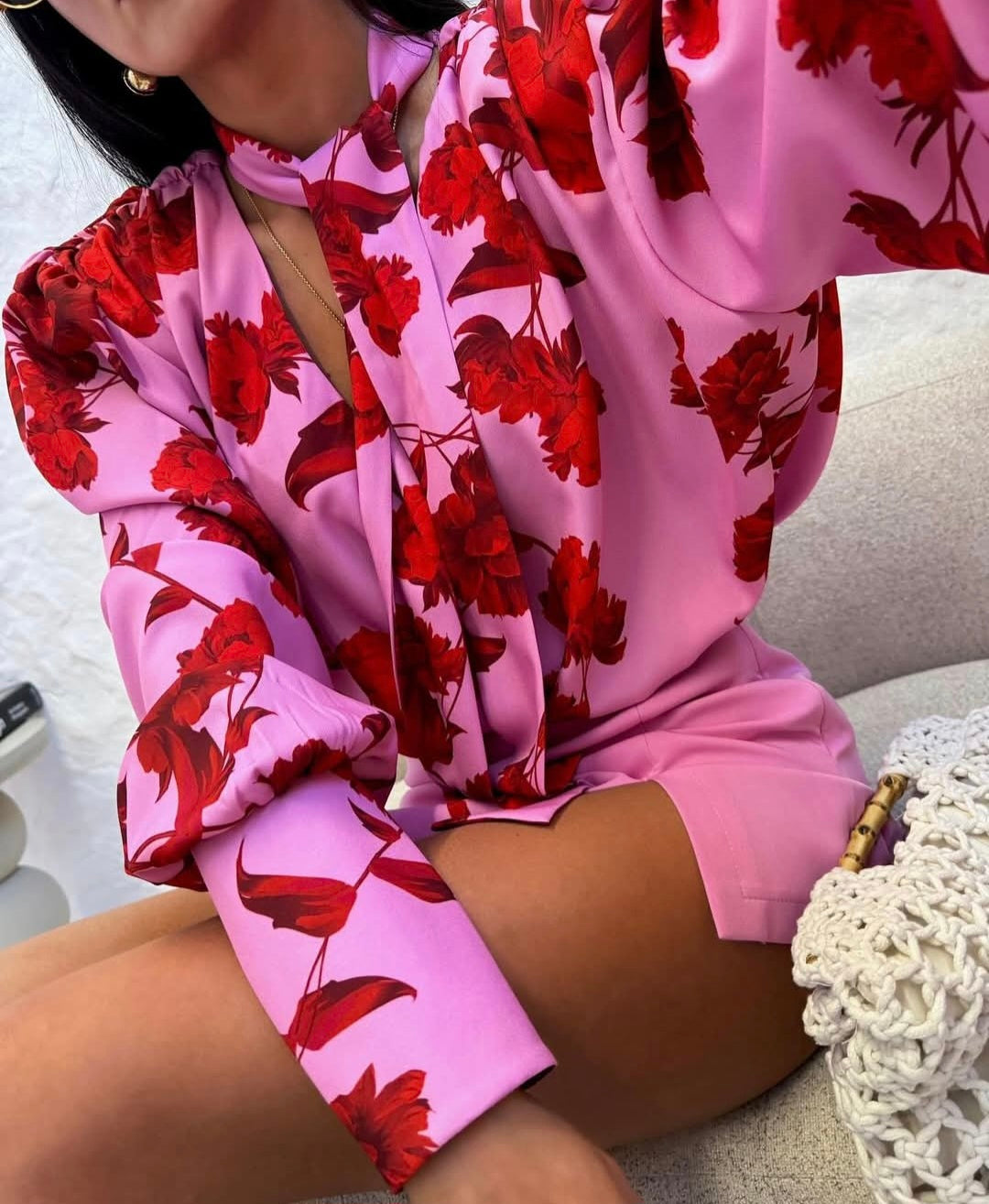 La Milla Pink Blouse Floral Print One Size