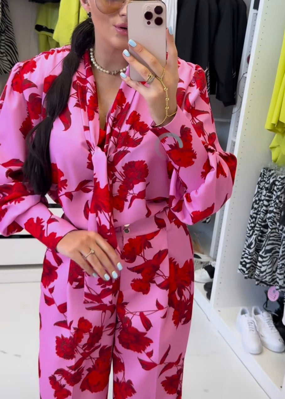 La Milla Pink Blouse Floral Print One Size