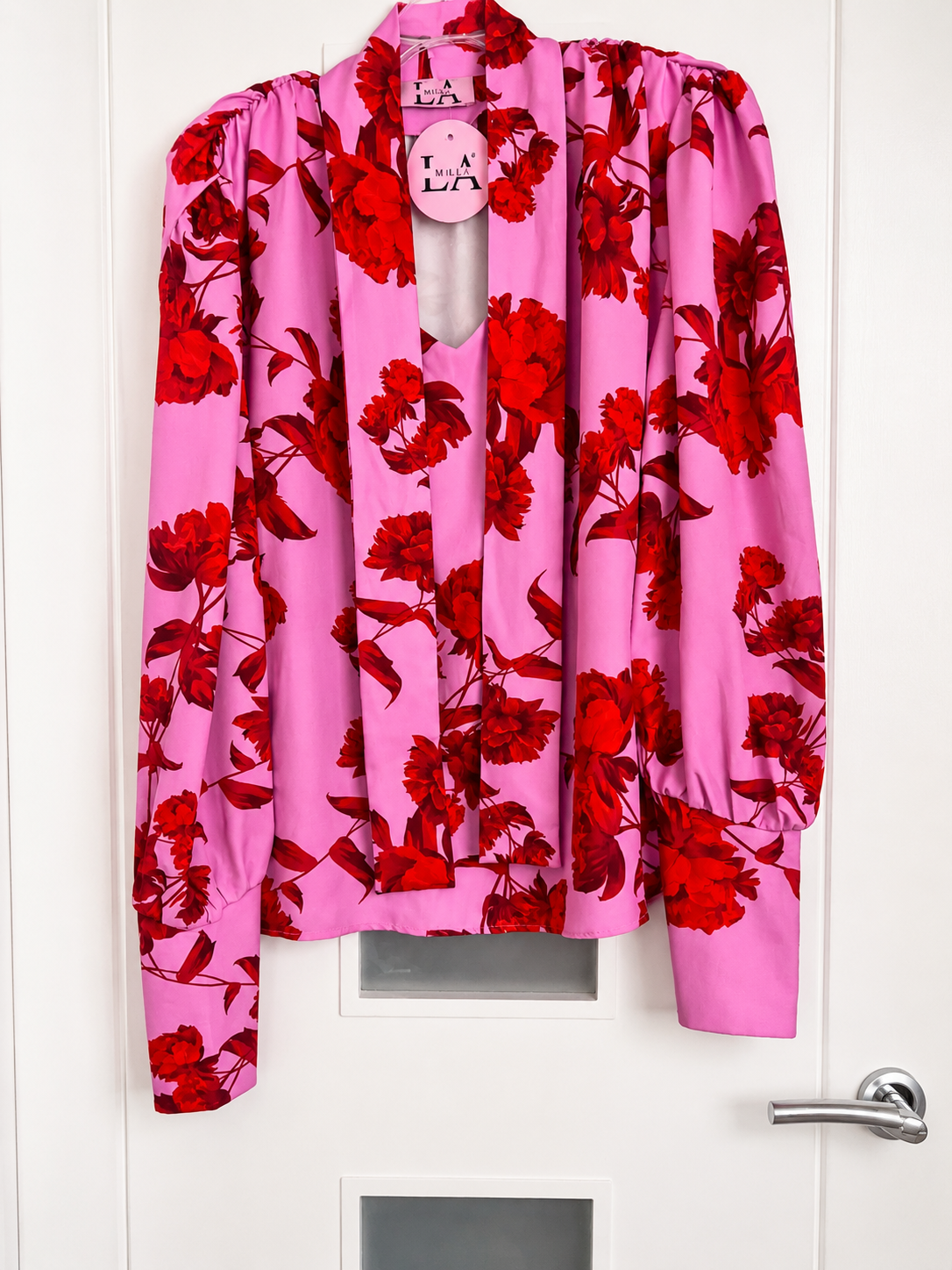 La Milla Pink Blouse Floral Print One Size