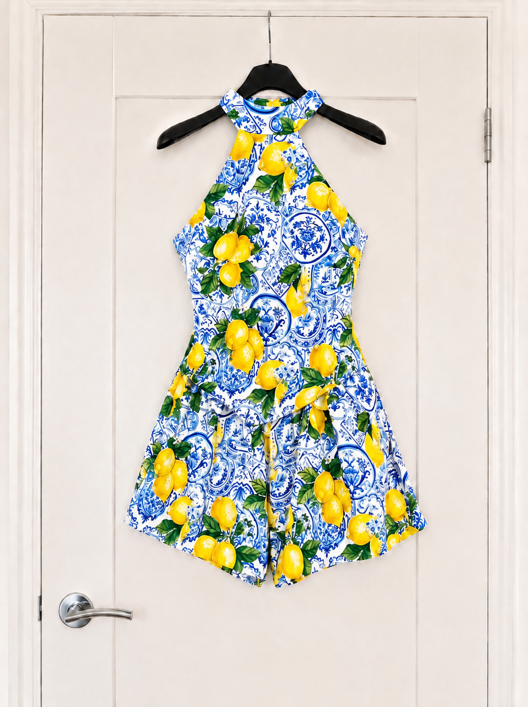 La Milla Blue Lemon Print Two Piece Coord Set Top And Shorts M/L