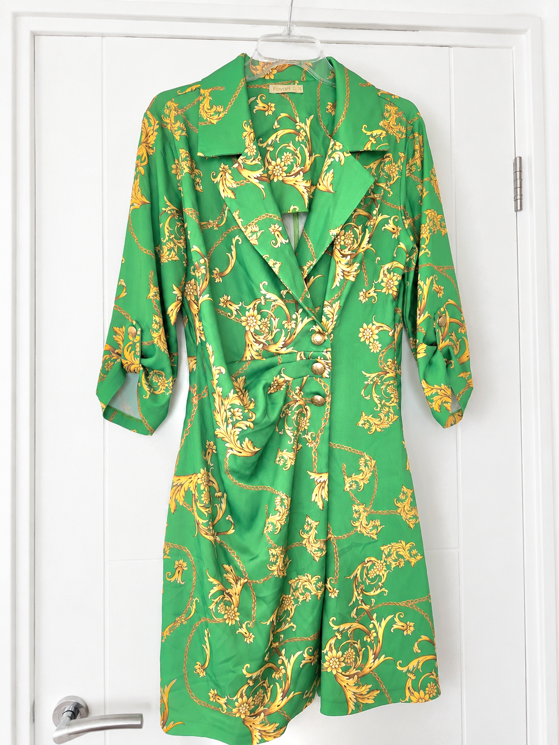Green Satin Mini Wrap Dress S/M