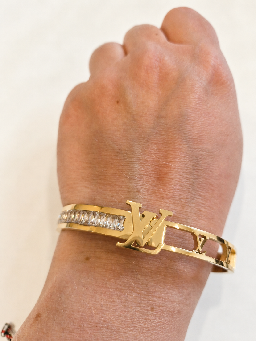 Golden Bracelet With Shiny Beads