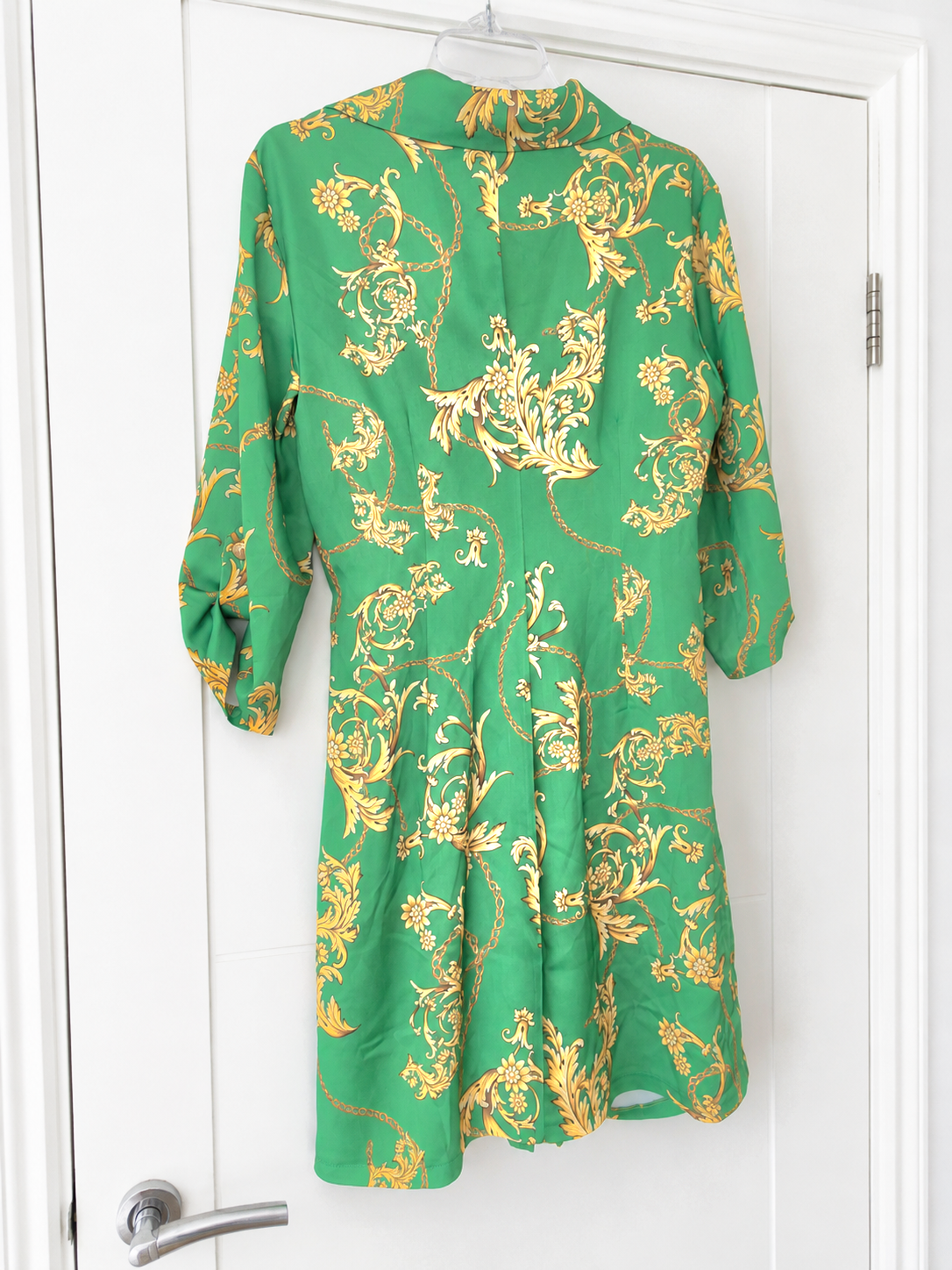 Green Satin Mini Wrap Dress S/M