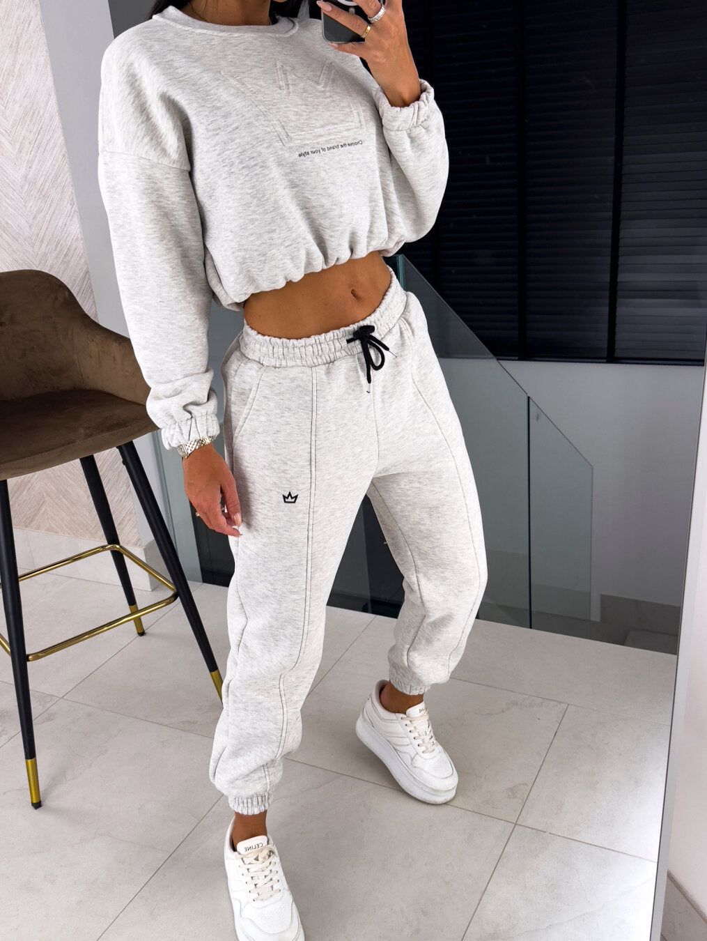 Grey Two Piece Tracksuit Crown Design