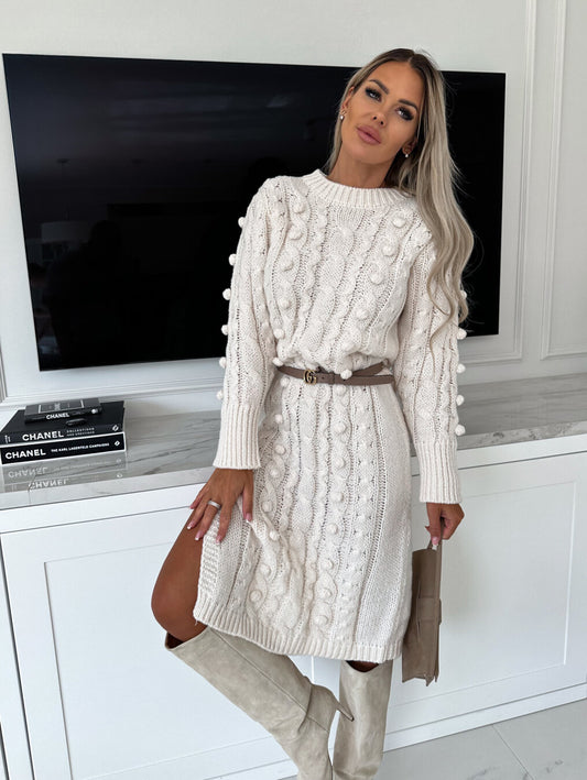 Cream Midi Chunky Jumper Dress