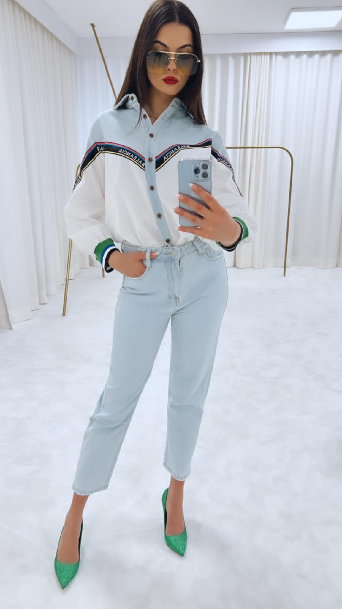 Blue Denim Oversize Smart Shirt Unique Design