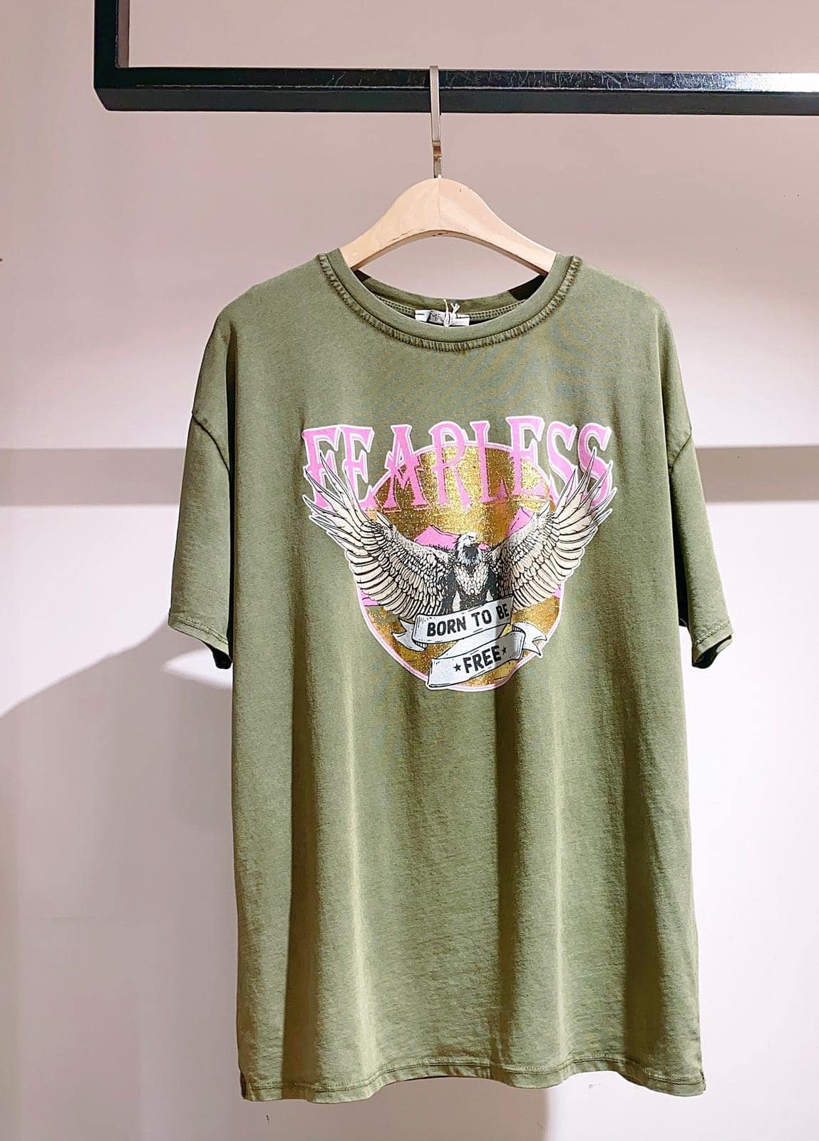 Fearless Eagle Print Cotton T-Shirt
