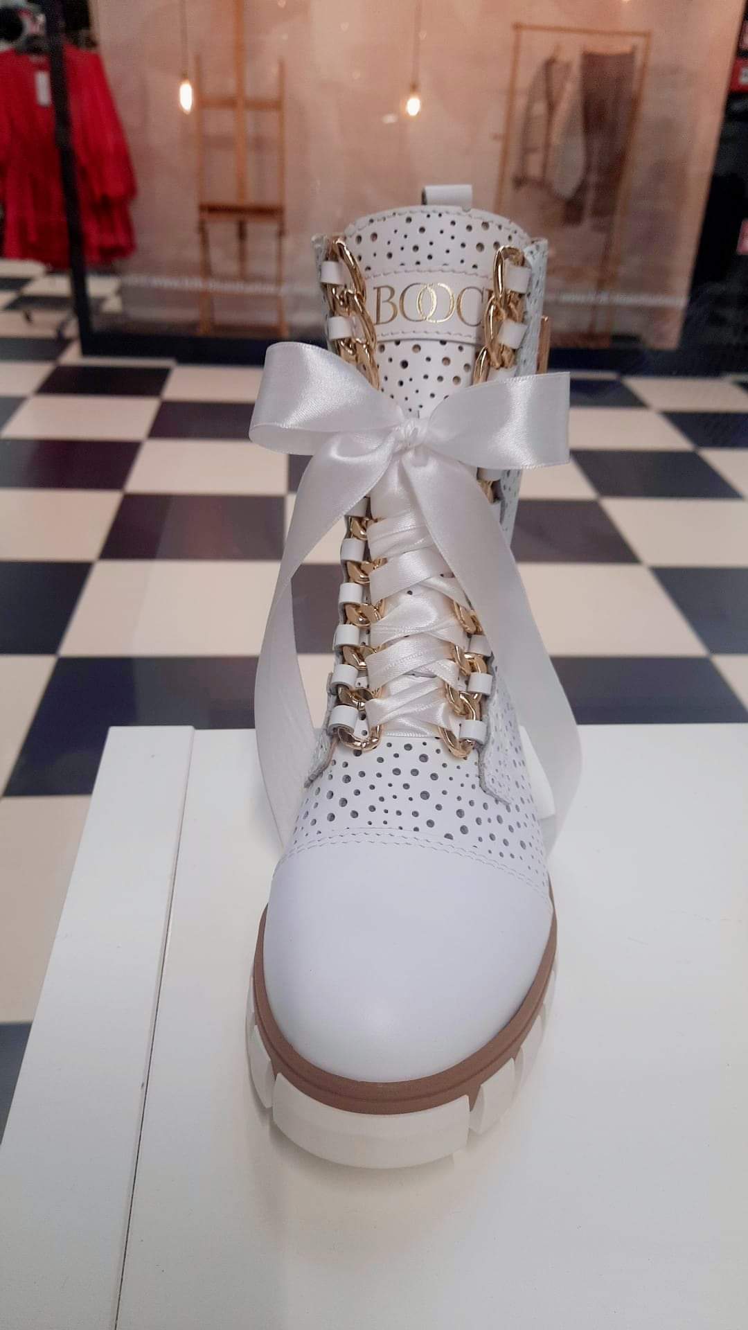 White Leather Mid Calf BOOCI Chelsea Boots